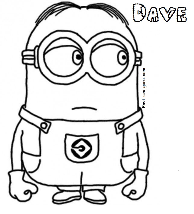 Print out Dave The Minion Despicable Me 2 Coloring Pages